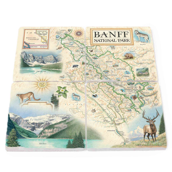 Banff National Park Natural Stone Coasters - Set of 4