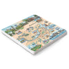 Hand-drawn Boston map on a 6x6 natural stone trivet with vintage-style illustrations by Xplorer Maps.