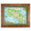 Framed Costa Rica map with green mat.