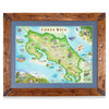 Framed Costa Rica map with blue mat.