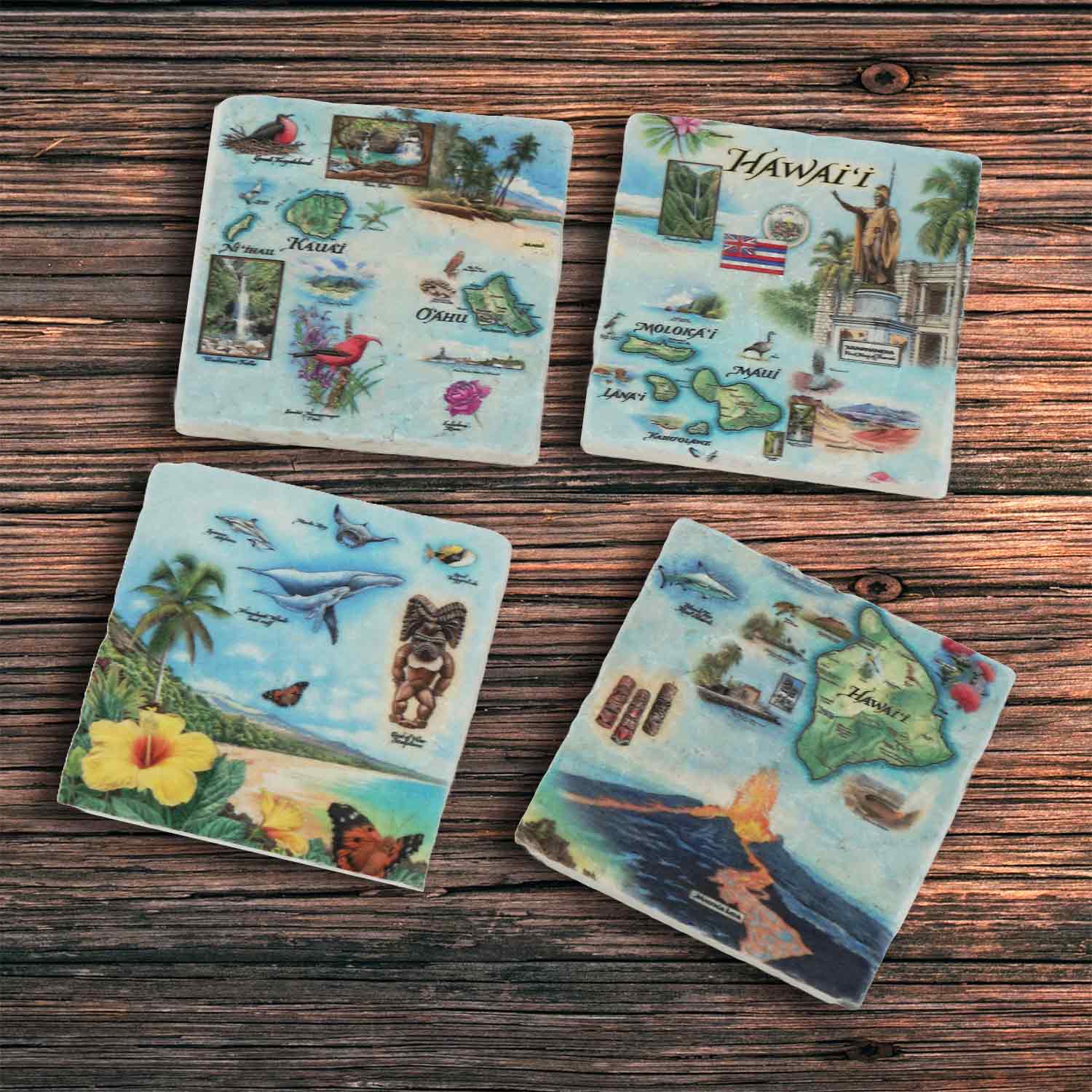 Hawai'i Natural Stone Coasters - Set of 4