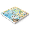 Illustrated Monterey Bay map on 6x6 marble trivet by Xplorer Maps.