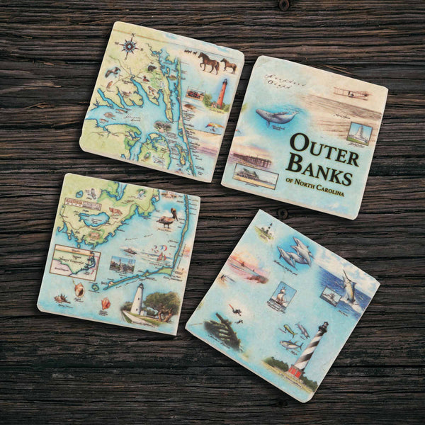 Outer Banks Natural Stone Coasters - Set of 4