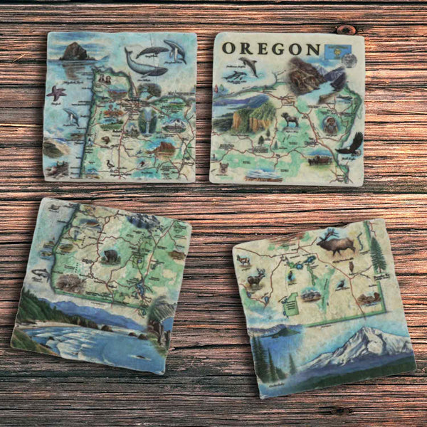 Oregon State Natural Stone Coasters - Set of 4