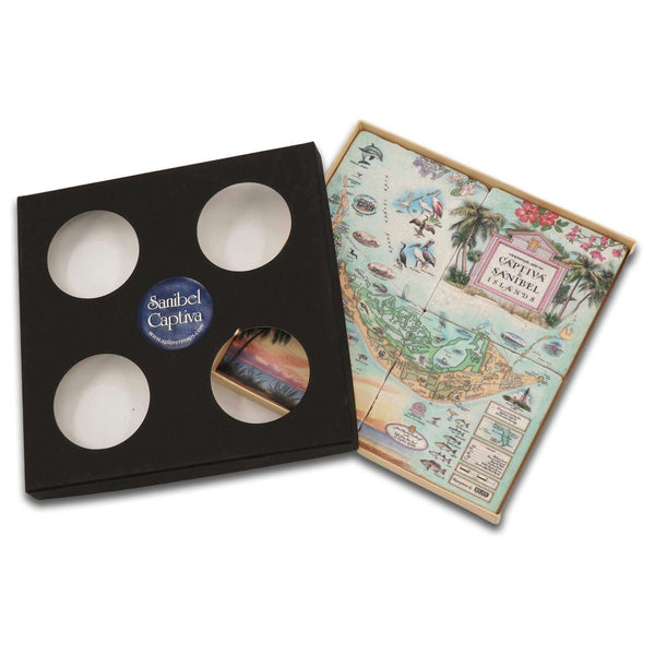 Sanibel & Captiva Islands Natural Stone Coasters - Set of 4