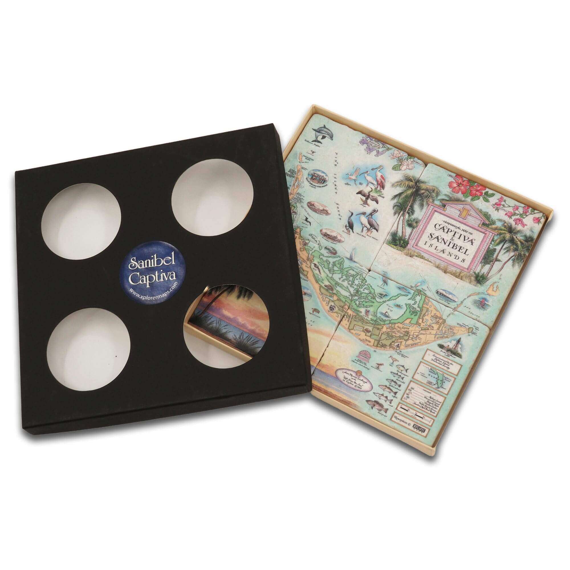 Sanibel & Captiva Islands Natural Stone Coasters - Set of 4