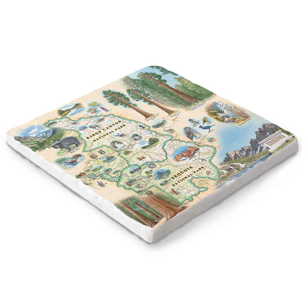 Sequoia and Kings Canyon hand-drawn marble trivet – Xplorer Maps 6x6