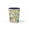 South Carolina Map Ceramic Shot Glass featuring detailed hand-drawn map artwork, showcasing the state's iconic landmarks and natural beauty.