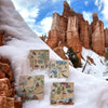 Utah natural stone coaster set sitting in the snow inside Capitol Reef National Park.