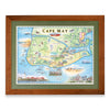 New Jersey's Cape May hand-drawn map in a Montana Larch wood frame with green mat. 