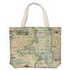 Flathead Lake Montana Map Canvas Tote Bags by Xplorer Maps. Features Golfing, Steamboat, Rafting, birds, eagles, Osprey, Bears, forest, water, deer, mountain lion, fish, Cherry Blossoms, and flowers like Glacier Lilies and Lady Slippers. Cities and landmarks are noted such as Woods Bay, Wild Horse Island, Finley Point, and Big Arm.