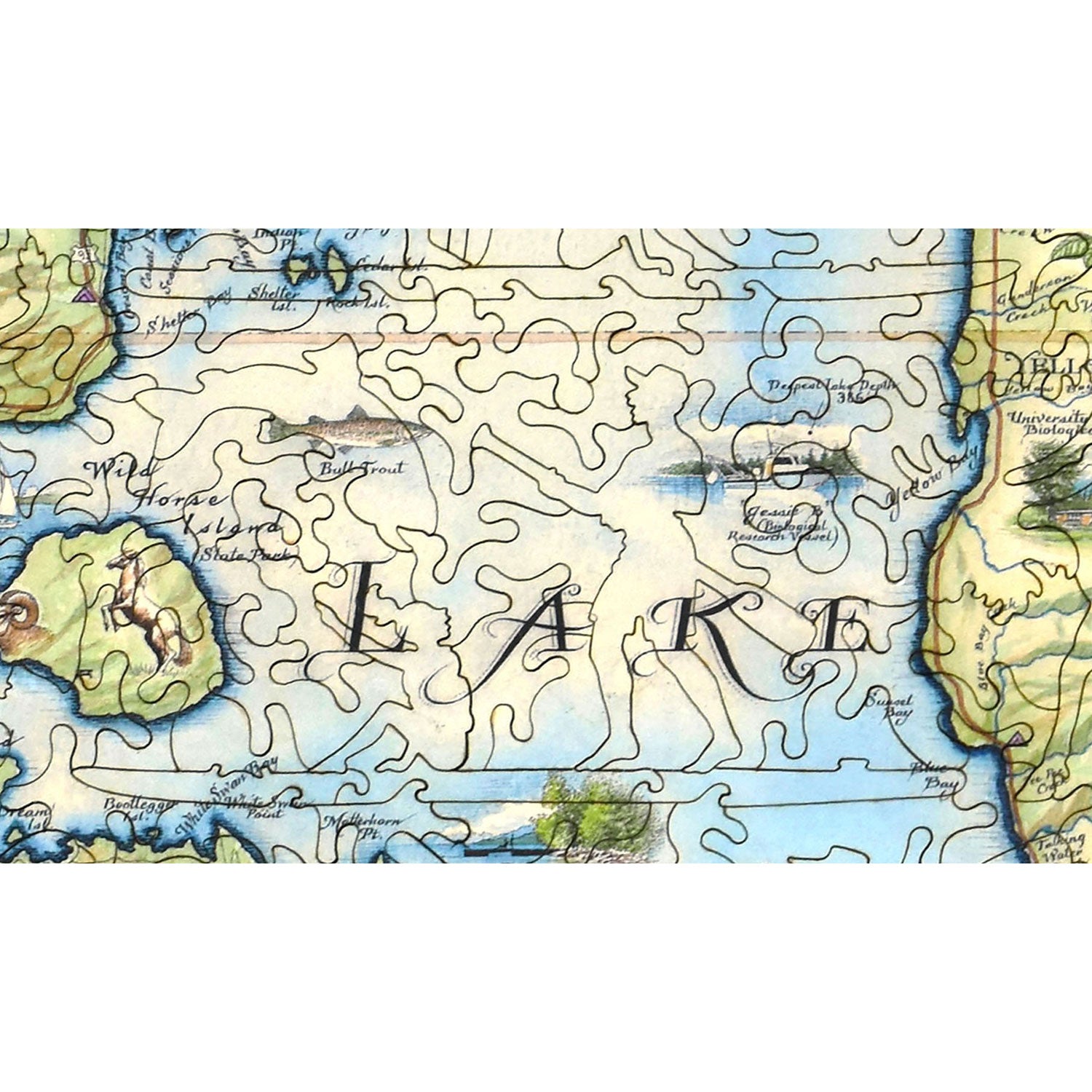 Flathead Lake Map Wood Puzzle