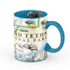 Wyoming's Grand Teton National Park Coffee Mug. Featuing Elk, bison, moose, and more! Blue - 16 oz
