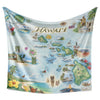 Hanging blanket with a map of Hawaii on it. Full color and full detail map blanket.