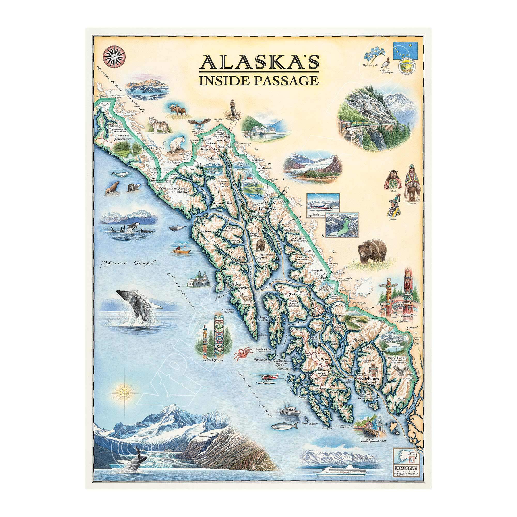 Inside　Alaska's　Map　Passage　Hand-Drawn　Xplorer　Maps