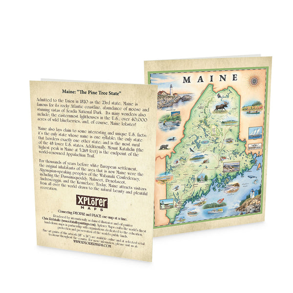 Maine State Map Blank Notecards - Set of 12