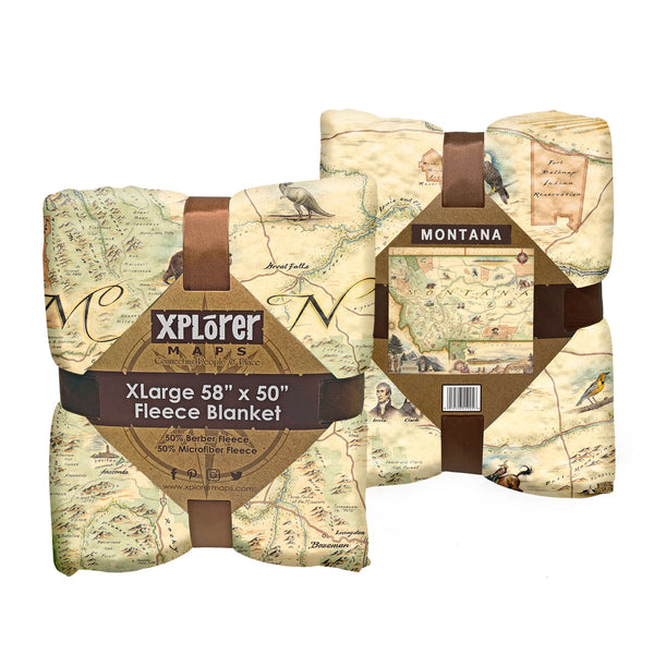 Montana State Map Fleece Blanket