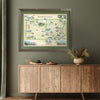 Xplorer Maps state map of Pennsylvania hangs on a green wall in a hallway above a table.