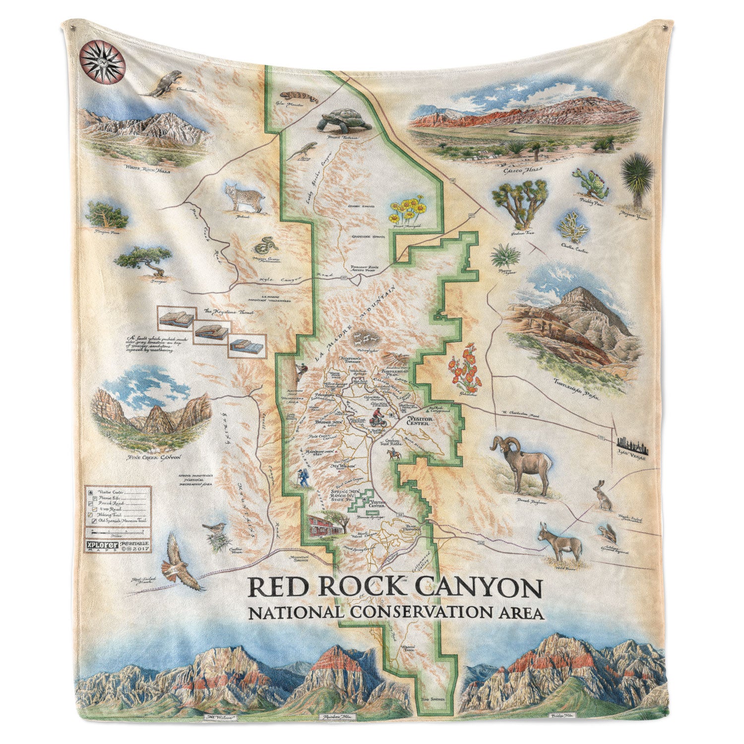 Red Rock Canyon map blanket with unique artwork.