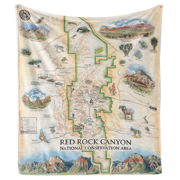 Red Rock Canyon map blanket with unique artwork.