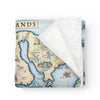Beautiful, hand drawn and painted map of San Juan Islands on a cozy blanket.