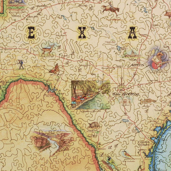 Texas State Map Wood Puzzle