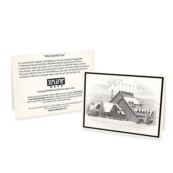 Old Faithful Inn Yellowstone Blank Notecards - Set of 12 - Xplorer Maps