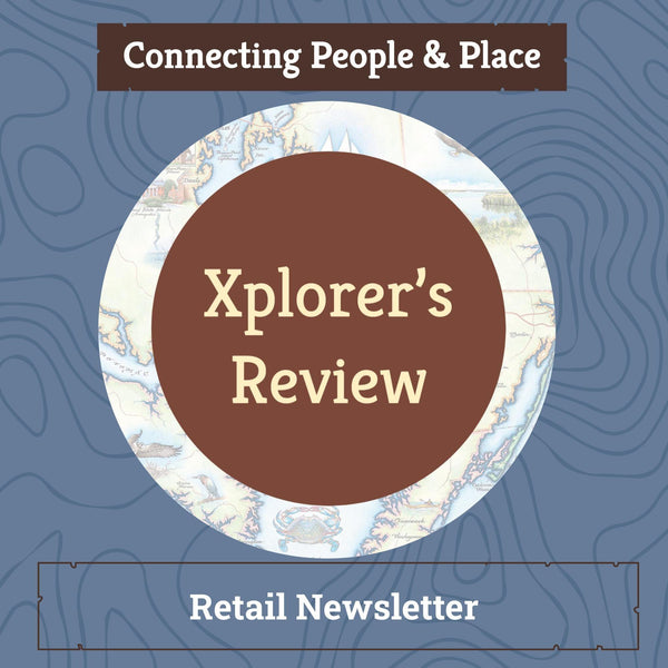 Xplorer's Review Retail Newsletter Cover with map as background