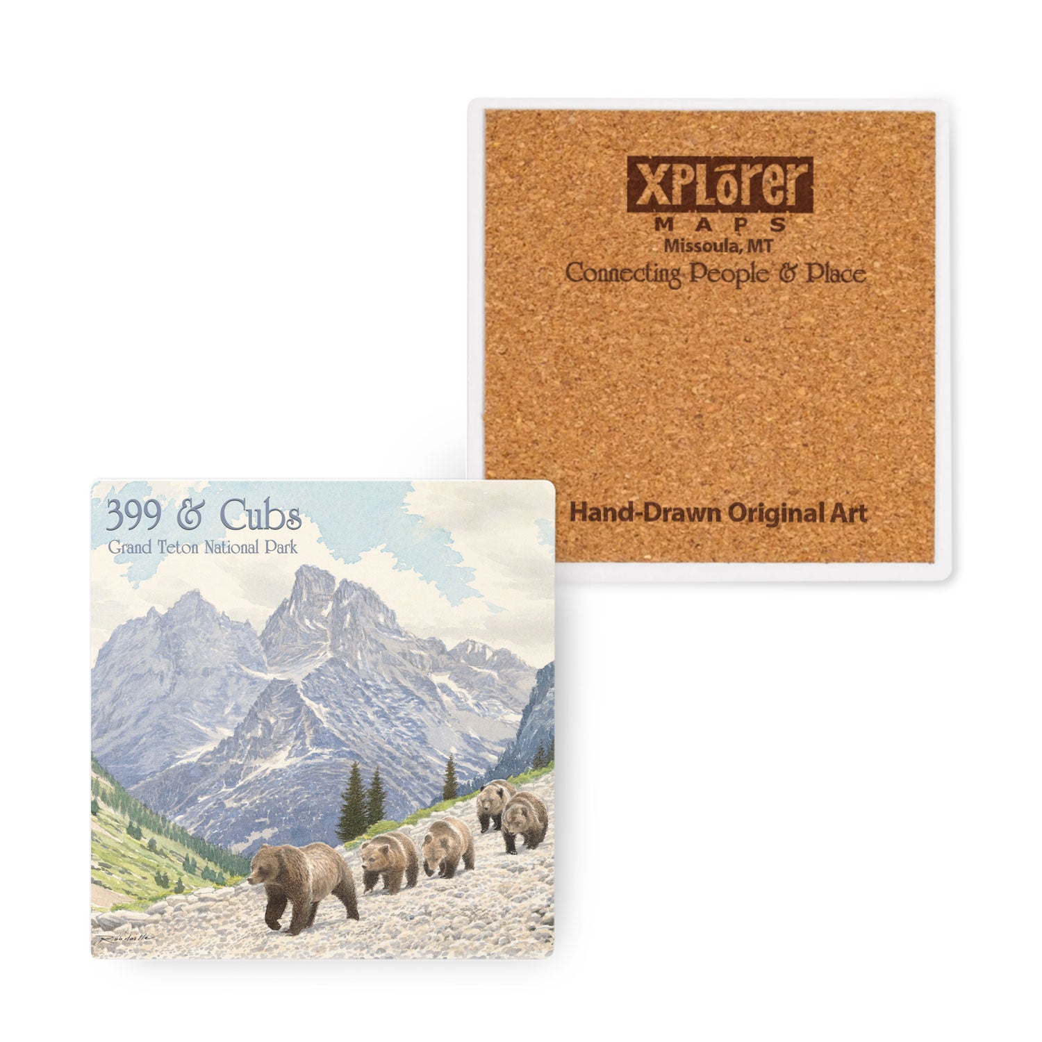 Grand Teton National Park Map Ceramic Coasters