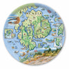 Round Serving Tray Map Map of Acadia National Park with scenic illustrations on a circular plate.