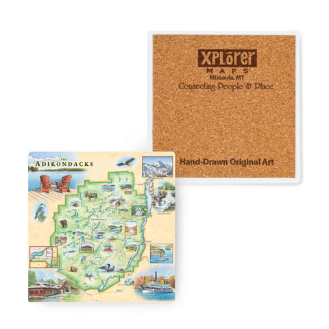 Adirondacks Map Ceramic Coasters