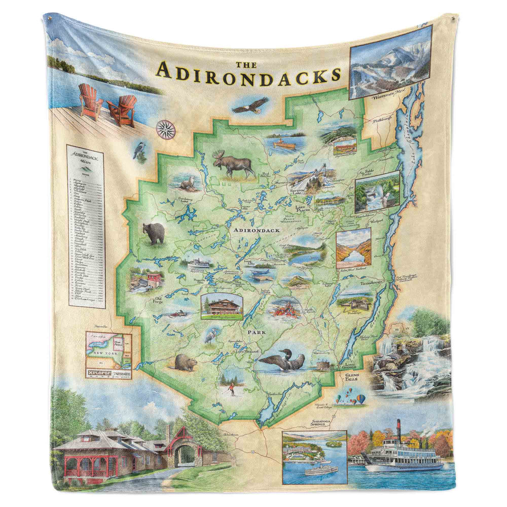 Adirondacks Map Fleece Blanket