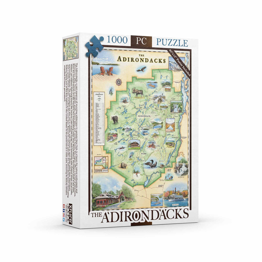 Adirondacks Map Jigsaw Puzzle - 1000 Pieces