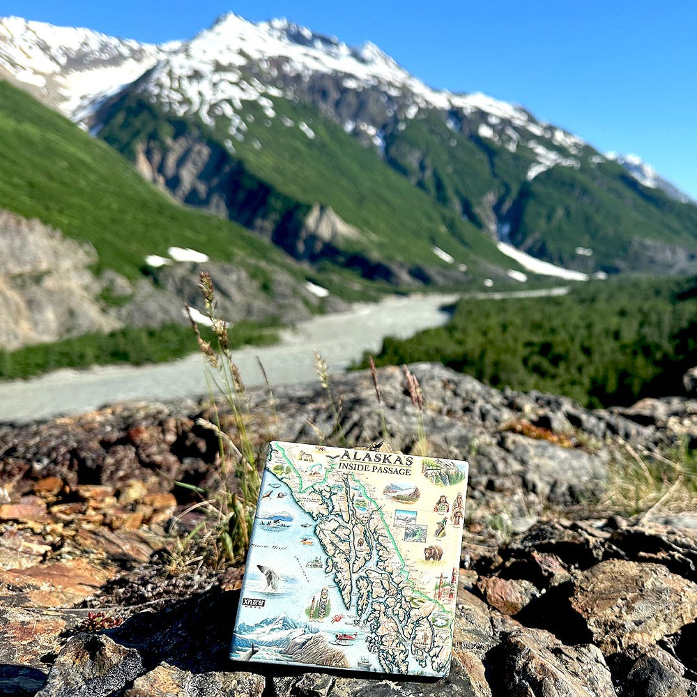 Alaska Inside Passage Map Ceramic Coasters