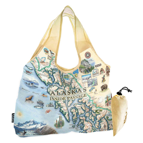 Alaska Inside Passage Map Pouch Tote Bag