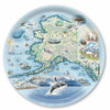 Large Serving Tray Map of Alaska with illustrations on a circular plate