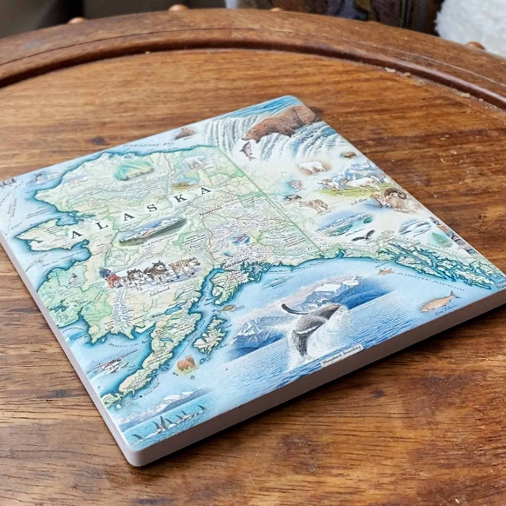 Alaska State Map Ceramic Coasters