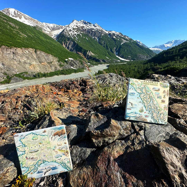 Alaska State Map Ceramic Coasters