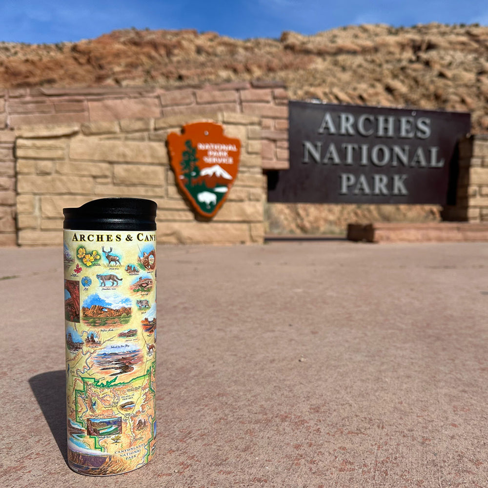 Arches & Canyonlands National Parks Map Travel Drinkware