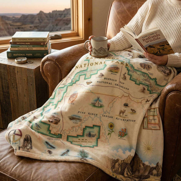 Badlands National Park Map Fleece Blanket