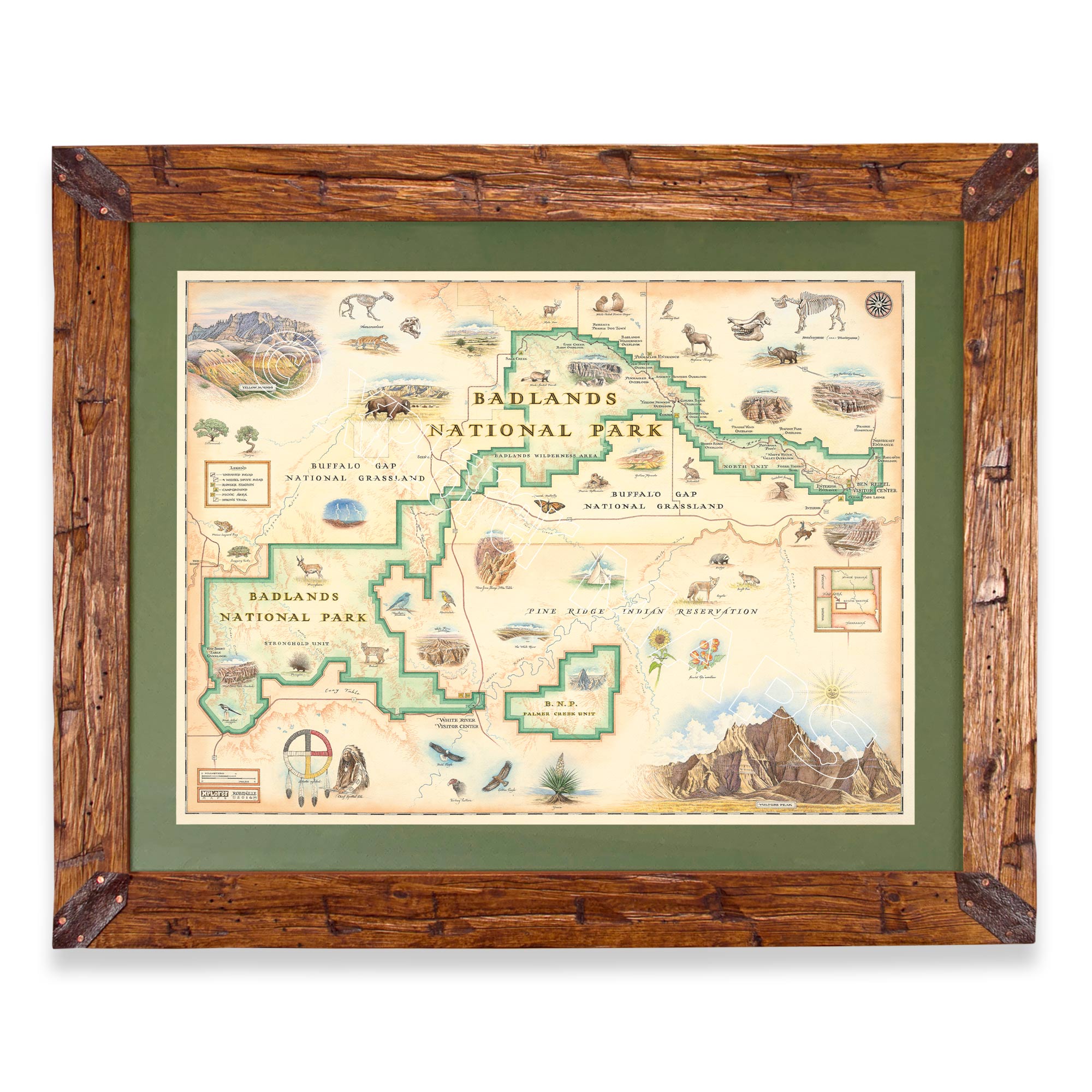 Badlands National Park Hand-Drawn Map