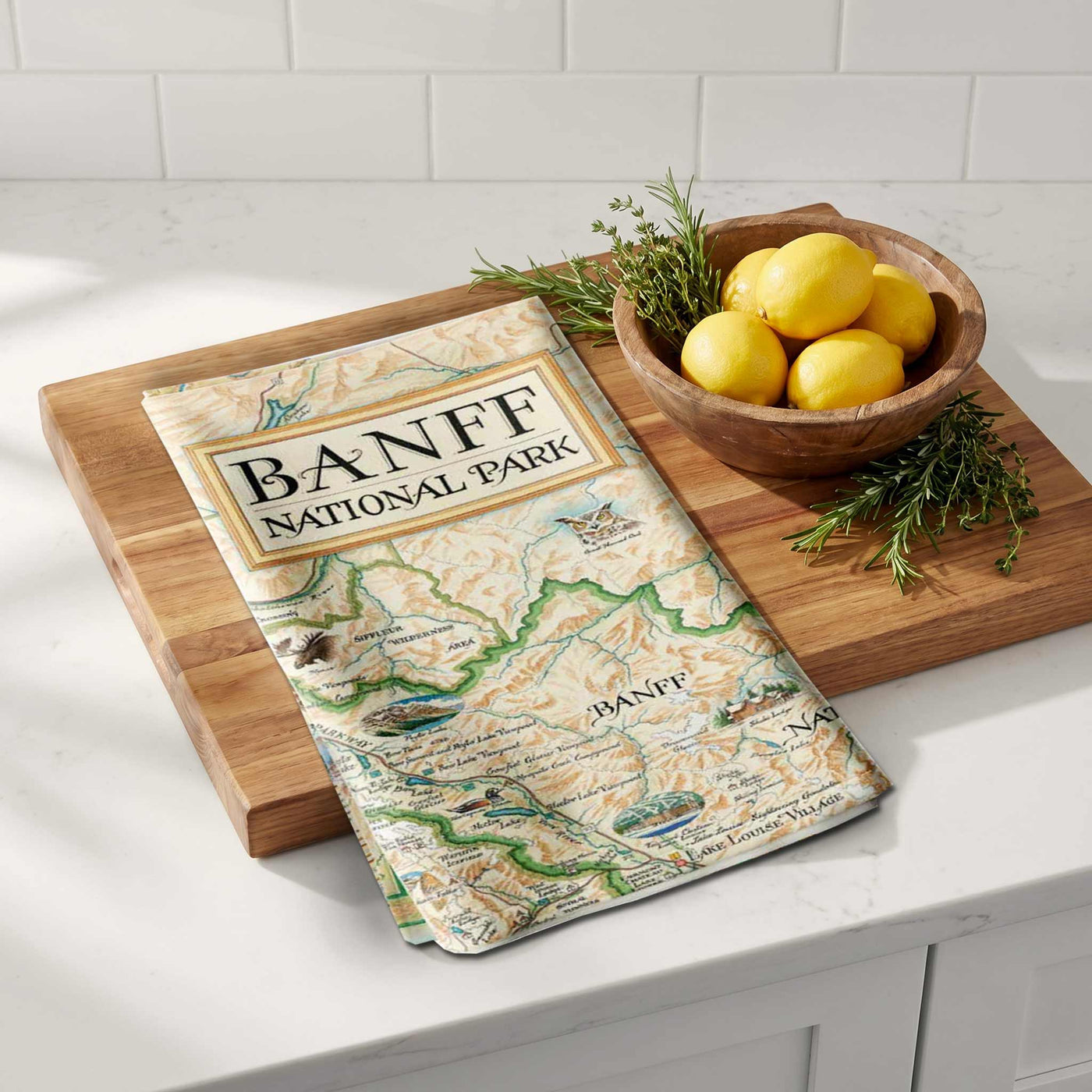 Banff National Park Map Kitchen Towel | Xplorer Maps