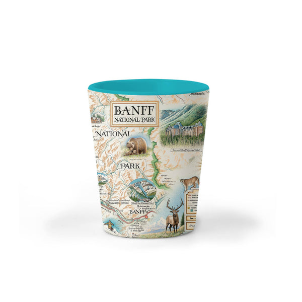 Banff National Park Map Ceramic Shot Glass