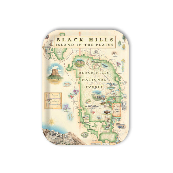 Medium Serving Tray Map of Black Hills National Forest on a white background