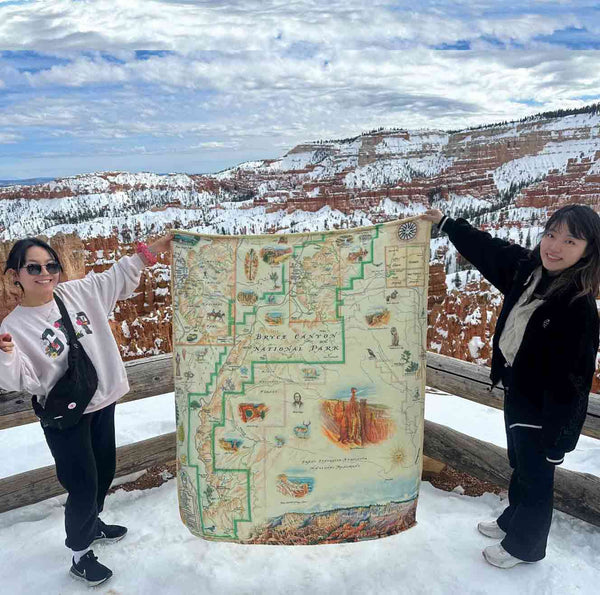 Bryce Canyon National Park Map Fleece Blanket
