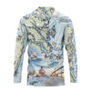 Back Sun shirt hoodie with a map and coastal design on a white background