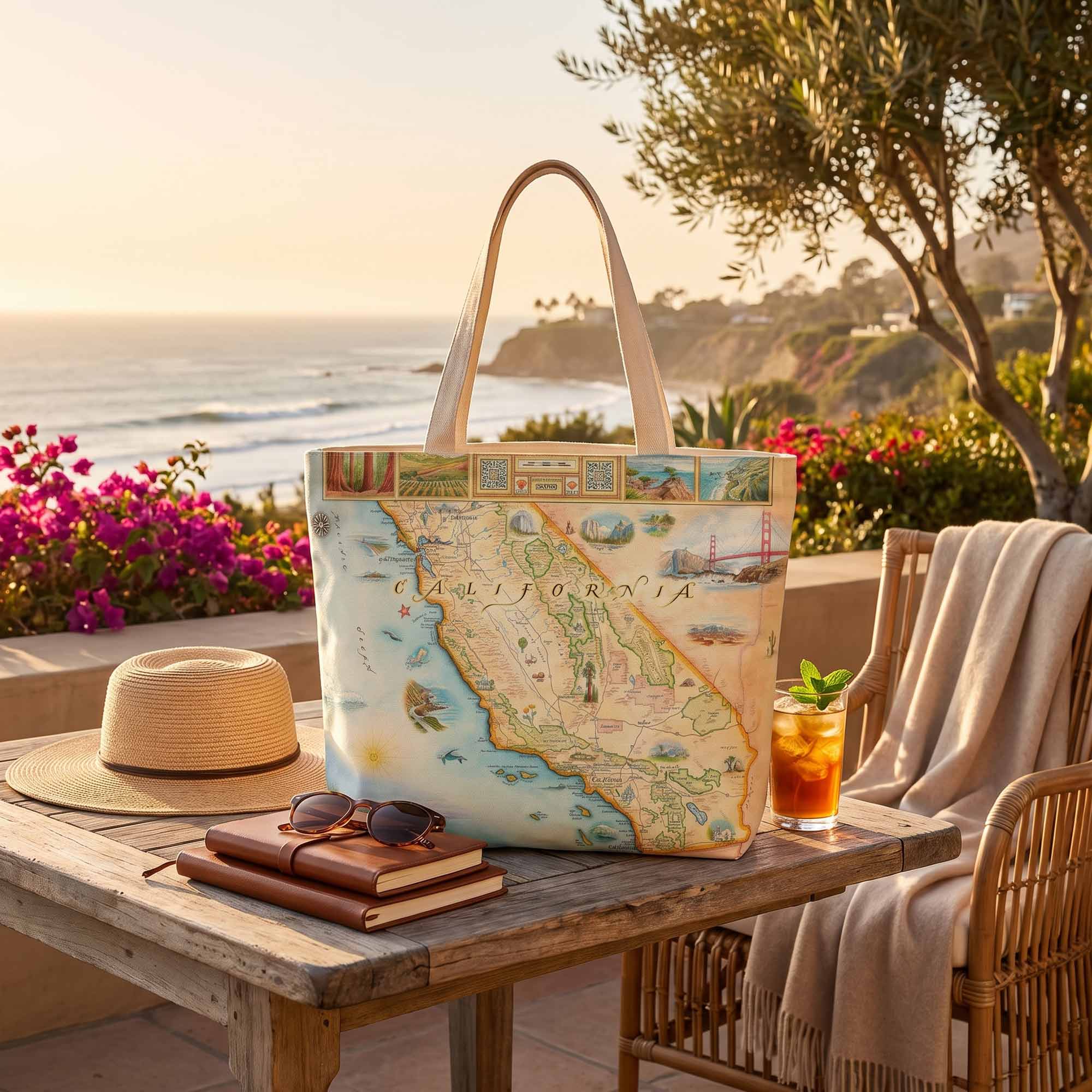California State Map Canvas Tote Bag
