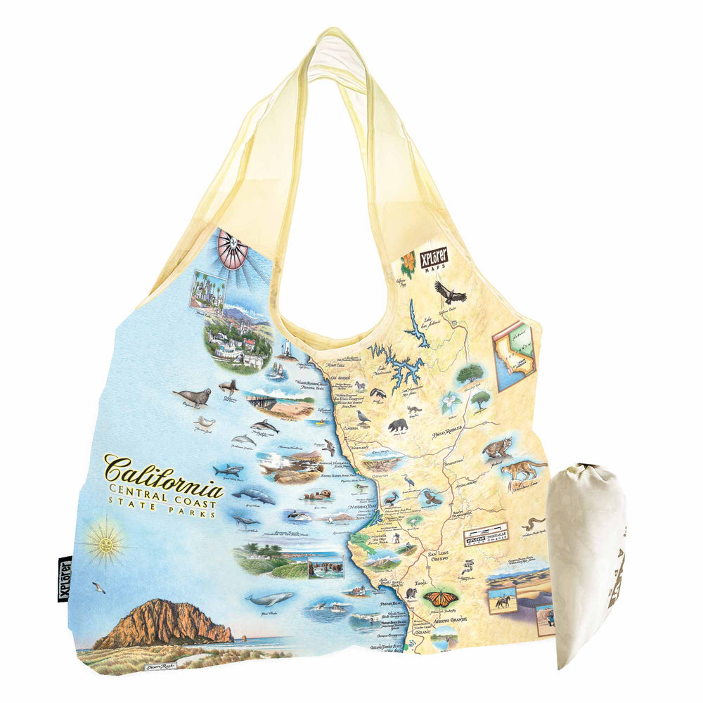 California Central Coast State Parks Map Pouch Tote Bag
