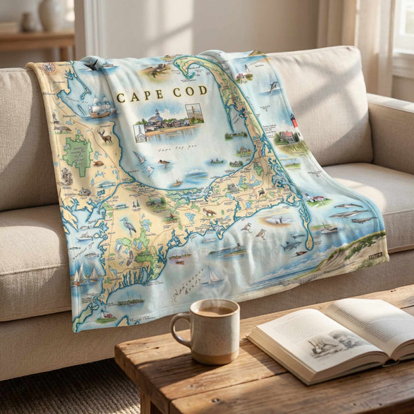 Cape Cod Map Fleece Blanket