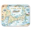 Large Serving Tray Map of Cape Cod with various icons and illustrations on a white background